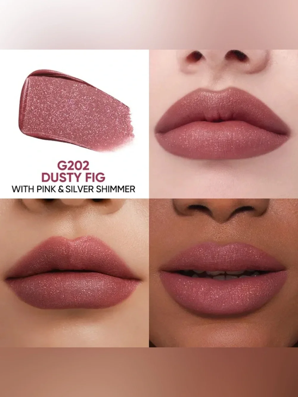Judydoll Dusty Fig Cushion Matte Lock Lip Cream- nude w pink and silver shimmer
